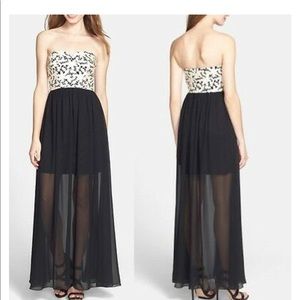 Betsey Johnson Black Laser Cut Maxi Gown